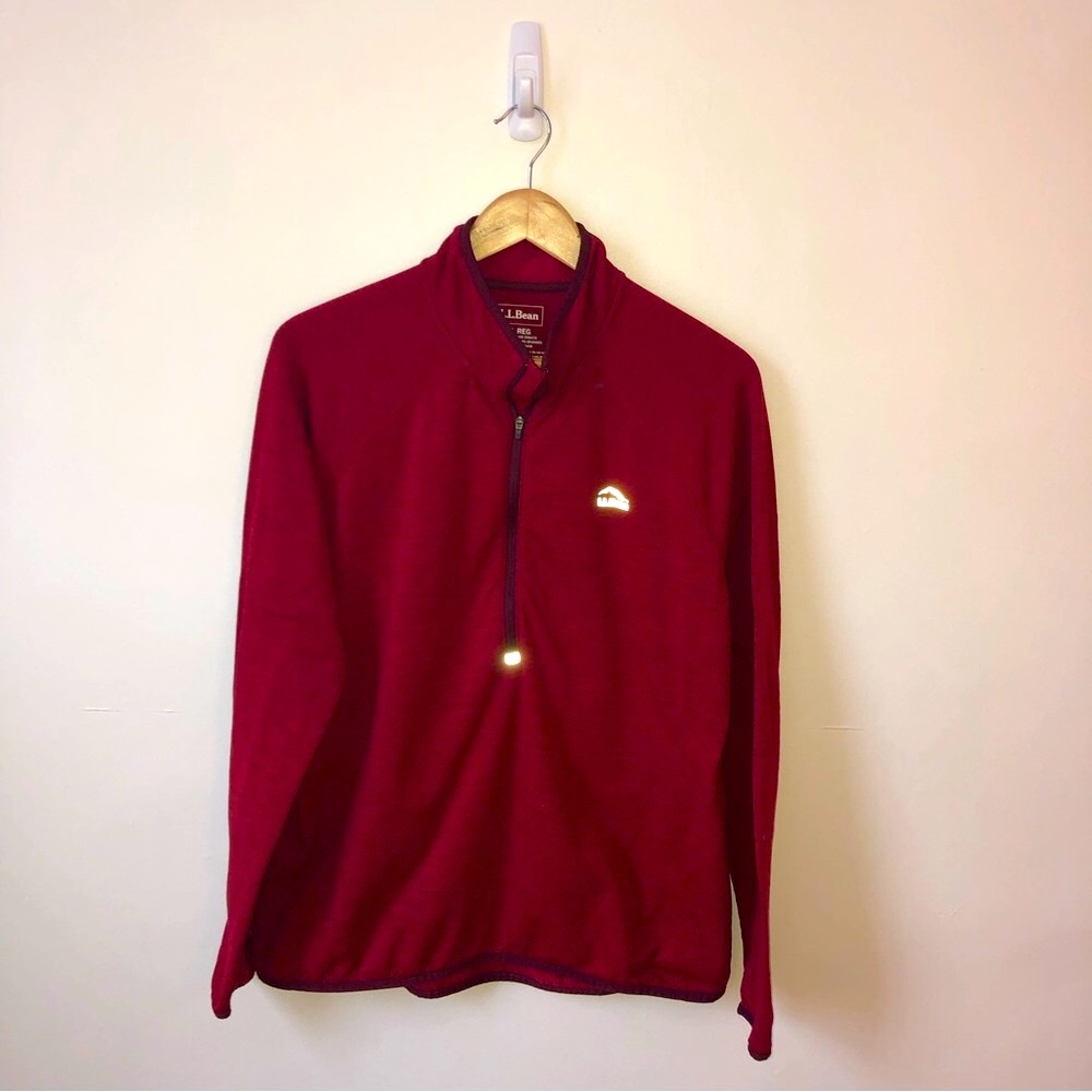L.L. Bean Adventure Grid Fleece 1/4 Zip Pullover Women’s XL Mountain Red